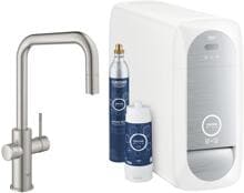 Grohe Blue Home Starter Kit U-Auslauf Küchenarmatur Wasser-Filter 150° Bluetooth schwenkbar supersteel