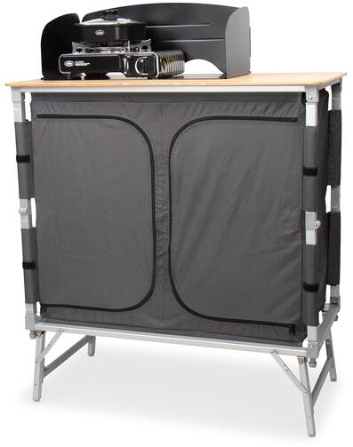 Camp4 Bamboo Quick High Campingkche Reisekche Campingschrank 100x49x82cm  anthrazit cleverdeals.de