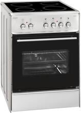 Exquisit ECM6-4 Inox Elektro-Standherd Glaskeramik-Kochfeld 60cm breit 61 Liter Grill Umluft Edelstahl inox