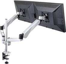 SpeaKa Professional Flex 2fach Monitorhalter Monitor-Tischhalterung 10"-27" Gasdruck-Technik Tischmontage silber schwarz