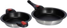 Camp4 Quick Clack Pfannen-Set 5tlg. Camping Wohnwagen Wohnmobil Edelstahl