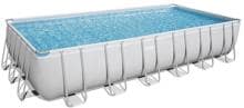 Bestway 56475 Power Steel Frame Pool 732x366x132cm rechteckig Gartenpool Swimming Pool Sandfilteranlage weiß