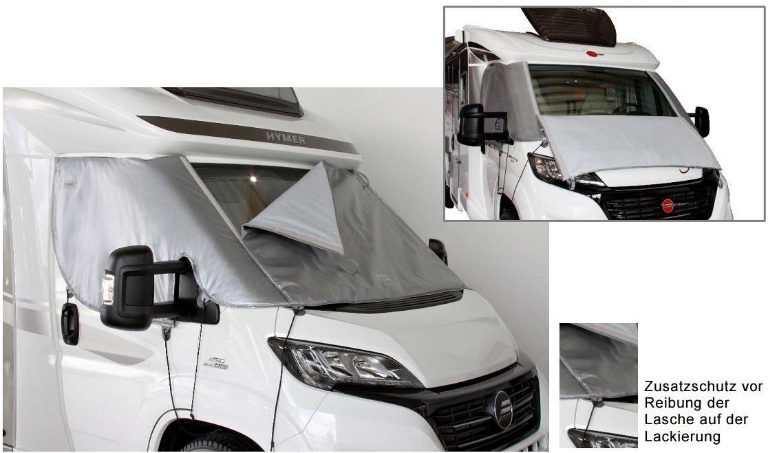 Hindermann Classic Thermomatte Außenisoliermatte Frontscheibenabdeckung für Fiat Ducato ab Bj. 2006 silbergrau