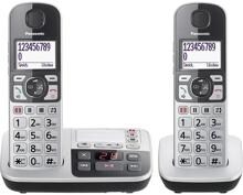 Panasonic KX-TGE522GS Schnurloses Seniorentelefon Telefon Anrufbeantworter Beleuchtetes Display silber schwarz