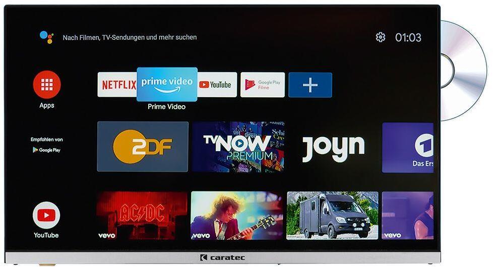 Caratec Vision Exclusive 24" LED Smart TV Fernseher Triple-Tuner DVD Bluetooth FHD Camping Wohnwagen