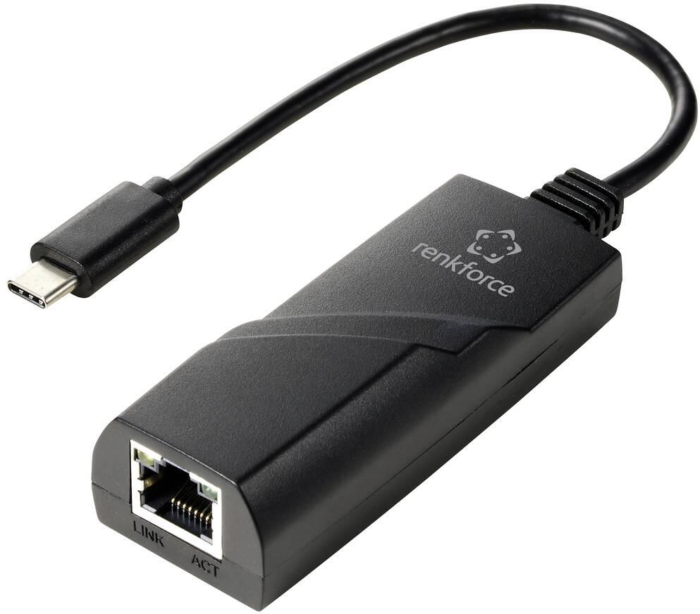 16 Stück Renkforce RF-TCA-330 Netzwerkadapter Adapter 1000MBit/s USB-C LAN schwarz