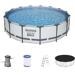 Bestway 56488 Steel Pro Max Frame Pool 457x107cm rund Gartenpool Swimming Pool Schwimmbecken Filterpumpe weiß