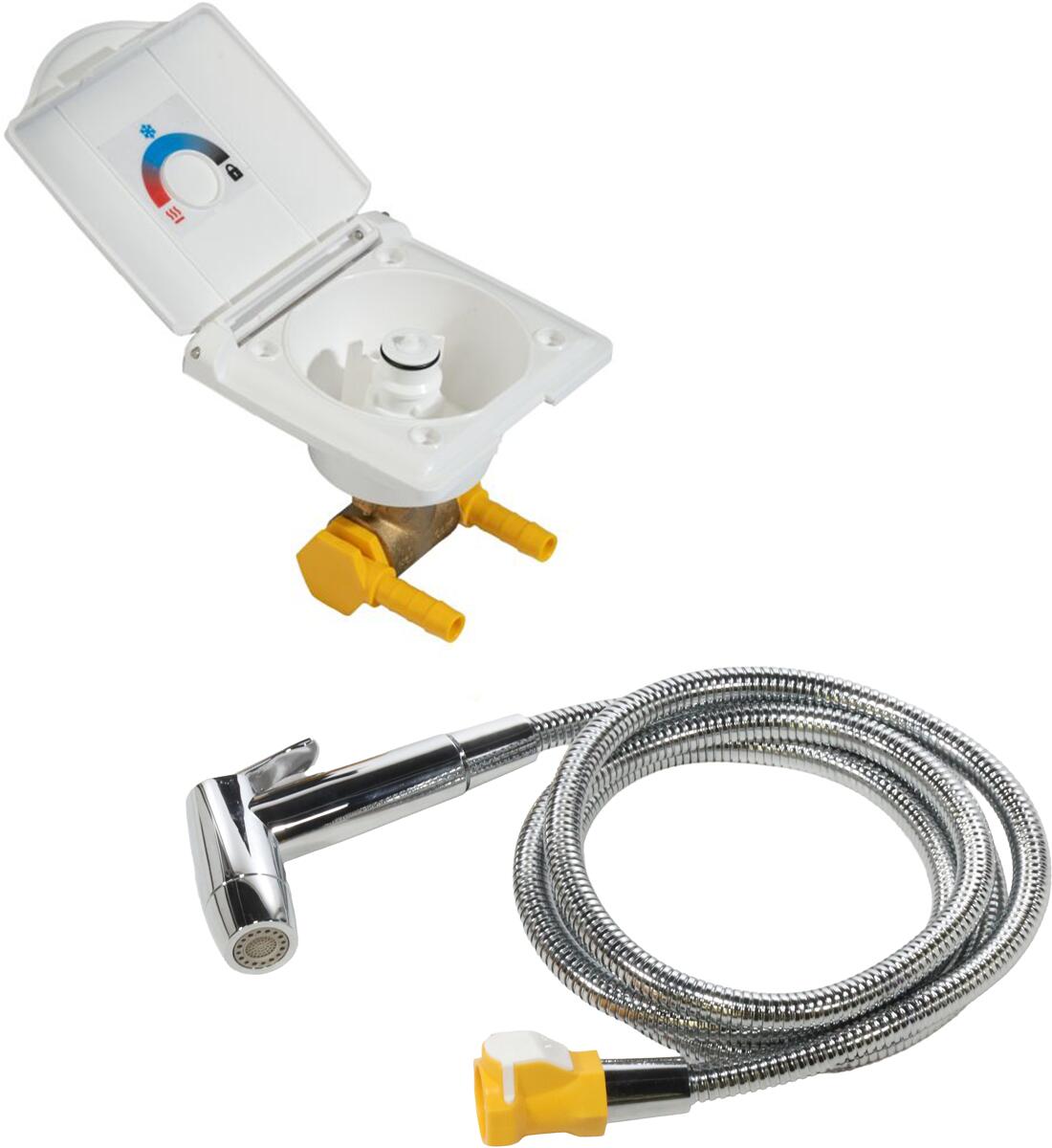 Lilie externer Duschanschluss 12mm Camping Wohnwagen Wohnmobil weiß