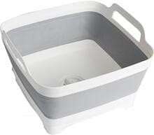 Brunner Tanq Fold-Away Spülschüssel Allzweckschüssel Abwaschschüssel Waschschüssel 12 Liter Camping Outdoor grau weiß