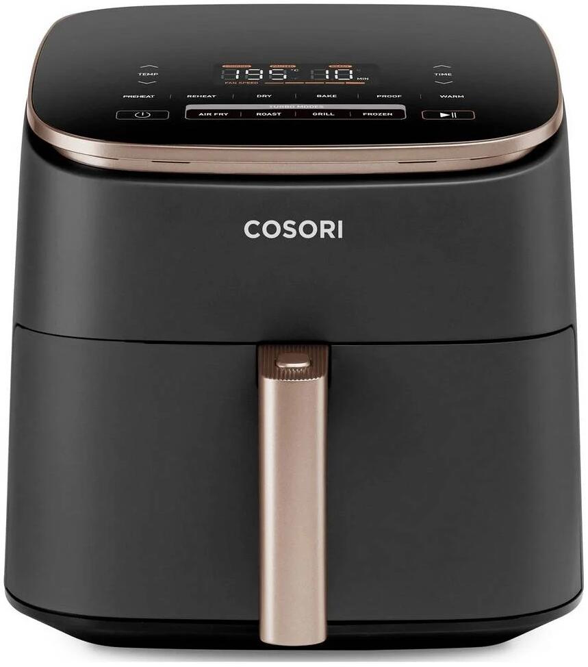 Cosori CAF-DC602-KEUR Heißluft-Fritteuse Airfryer 6 Liter 9 Programme schwarz goldfarbend
