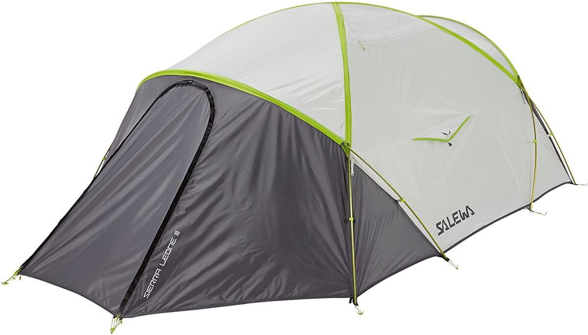 Salewa Sierra Leone III Halb-Geodätzelt Kuppelzelt Trekking-Zelt 3-Personen Camping Outdoor grün grau