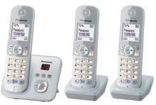 Panasonic KX-TG6823 Trio schnurloses DECT-Telefon analog 3 Mobilteile GAP Anrufbeantworter Freisprechen silber
