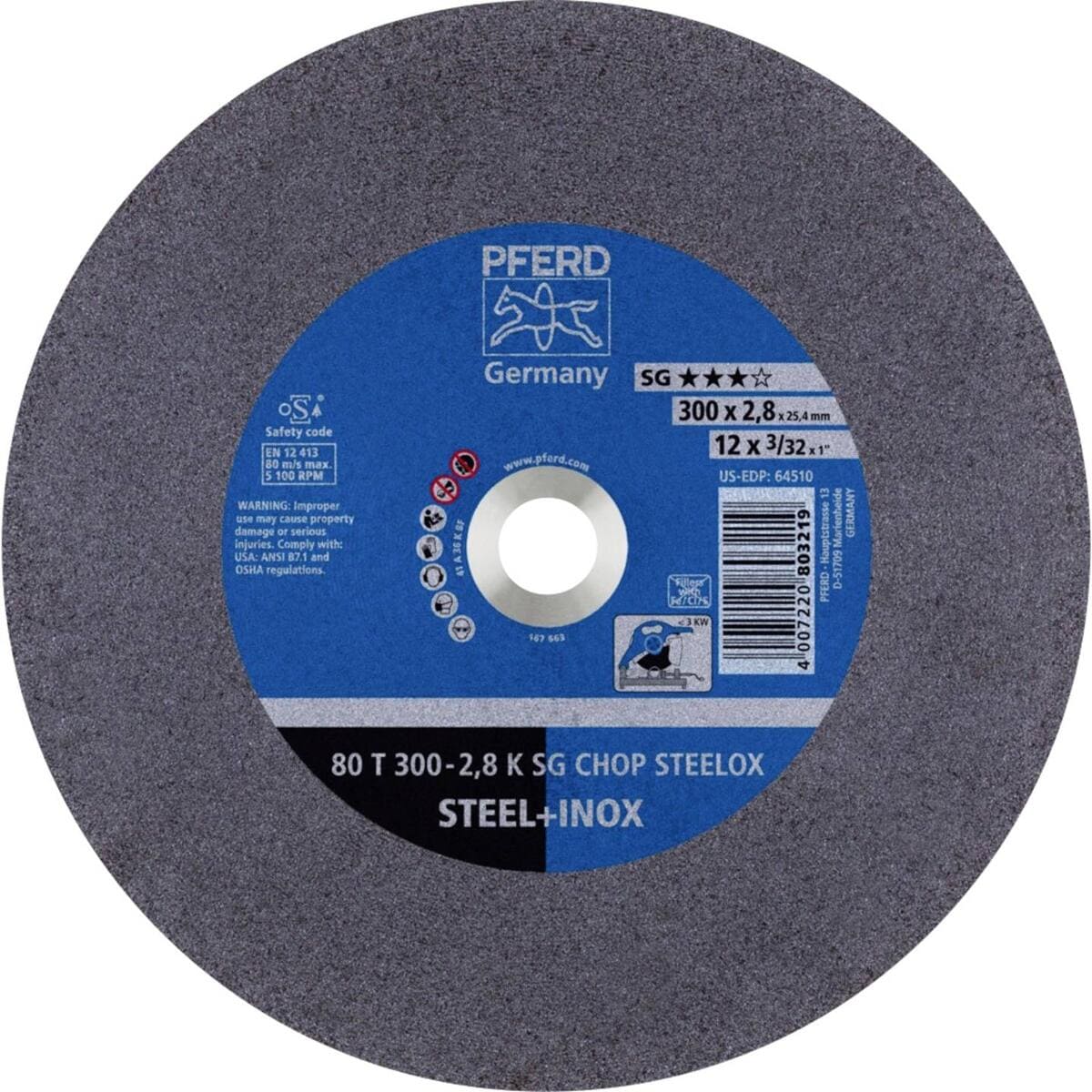 20 Stück Pferd Tools 80 T 300-2,8 K SG Trennscheibe 300mm für Stahl Edelstahl gerade