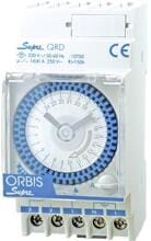 Orbis Supra QRS Hutschienen-Zeitschaltuhr Verteilerschaltuhr 230V/AC Wochenprogramm analog lichtgrau