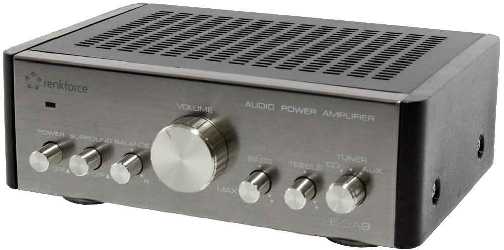 Renkforce E-SA9 Stereo-Verstärker Mini-Verstärker 2x12W silber dunkelbraun