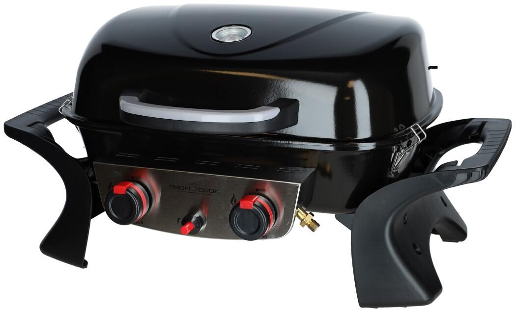 ProfiCook PC-GG 1261 Tisch-Gasgrill 2 Heizzonen Grillfläche 42x36cm 50mbar schwarz