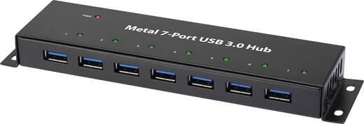 Renkforce RF-3955359 7 Port USB 3.0-Hub SuperSpeed Wandmontage Metallgehäuse schwarz