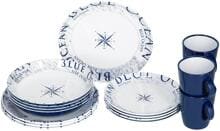 Brunner Lunch Box Blue Ocean Melamin-Geschirr-Set Essgeschirr Teller Tassen 16tlg. Anti-Slip Camping Wohnwagen Wohnmobil