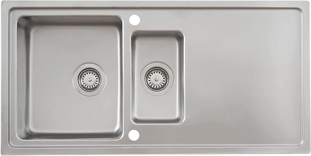 Respekta Chicago Edelstahlspüle Einbau-Küchenspüle Spülbecken 1,5 Becken 100x50cm Edelstahl