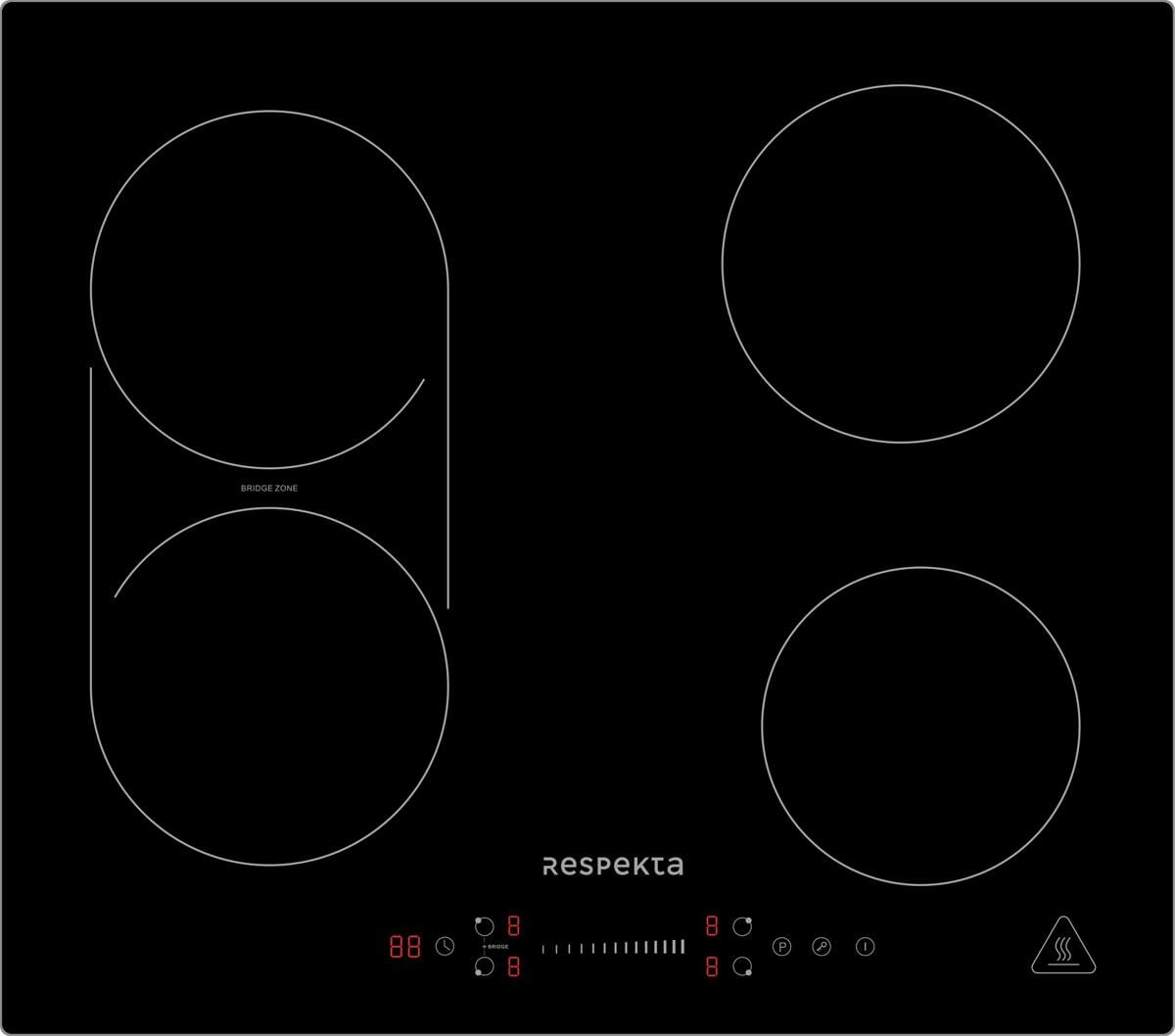 Respekta KM6600IB-28 autarkes Induktions-Kochfeld 59cm breit Glaskeramik Bridgezone Kindersicherung automatische Abschaltung schwarz