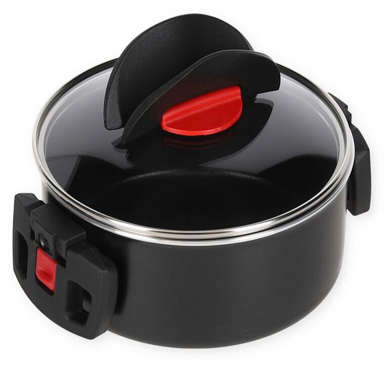 Ballarini Click+Cook S Kochtopf mit Glasdeckel Kochgeschirr ø16cm antihaftbeschichtet Camping Freizeit