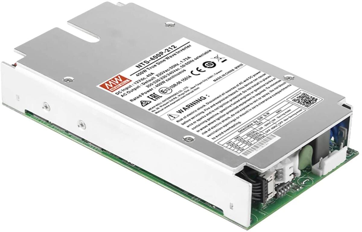 MW Mean Well NTS-400P Wechselrichter DC/AC-Wandler 48V/DC-230V/AC 3-polig silber