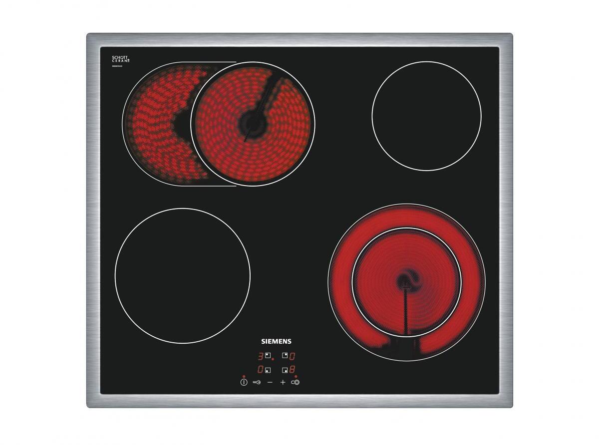 Siemens ET645HN17E autarkes Elektro-Kochfeld 60cm breit Glaskeramik Sensor-Tasten Edelstahl-Rahmen