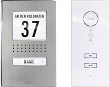 M-e modern-electronics 41137 Türsprechanlage Komplett-Set 1 Familienhaus kabelgebunden Edelstahl weiß