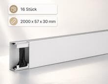 16 Stück Hager LF3006007035 Kabelkanal Leitungsführungskanal 2000x57x30mm PVC grau