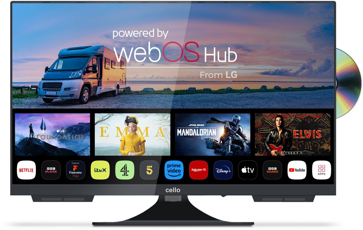 Cello 24′′ LED Smart TV Fernseher WebOS Triple Tuner DVD Pitch Perfect Sound Camping Wohnwagen