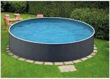Azuro 300 Deluxe Stahlwand-Pool 360x90cm rund Schwimmbecken Schwimmbad blau grau
