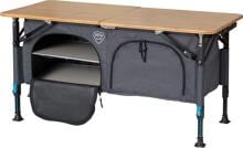 DEFA Couchtisch mit Schrank Bambus BLS 100x45x35/45cm Camping Outdoor Wohnwagen Wohnmobil grau
