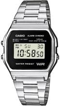 Casio A158WEA-1AEF Armbanduhr Digitaluhr Herren-Uhr Stoppfunktion Tagesalarm silber schwarz