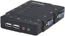 Manhattan 151269 4 Port KVM-Umschalter VGA USB 1600x900p schwarz