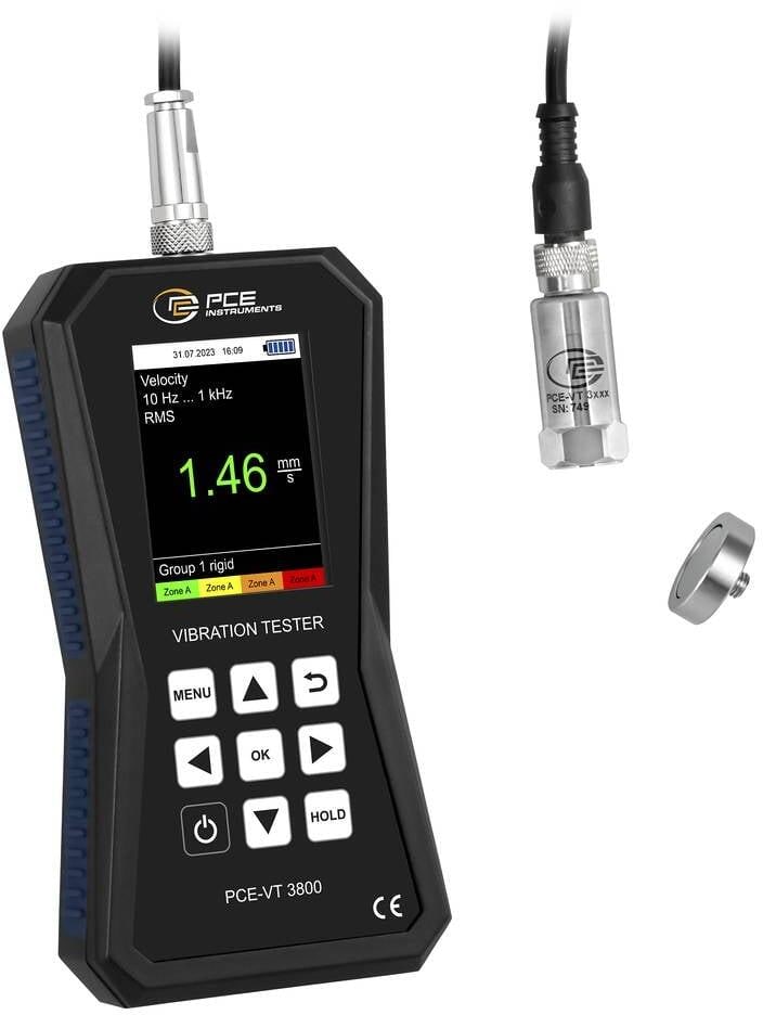PCE Instruments PCE-VT 3800 Vibrationsmesser Vibrationsmessgerät Messgerät USB schwarz