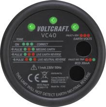 VOLTCRAFT VC40 Steckdosentester Spannungstester CAT II 300V akustische Anzeige FI-Testtaste