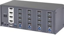 SpeaKa Professional 4 Port HDMI Multi Display KVM Switch Konsole 4x4 Port 3840x2160 Pixel grau matt