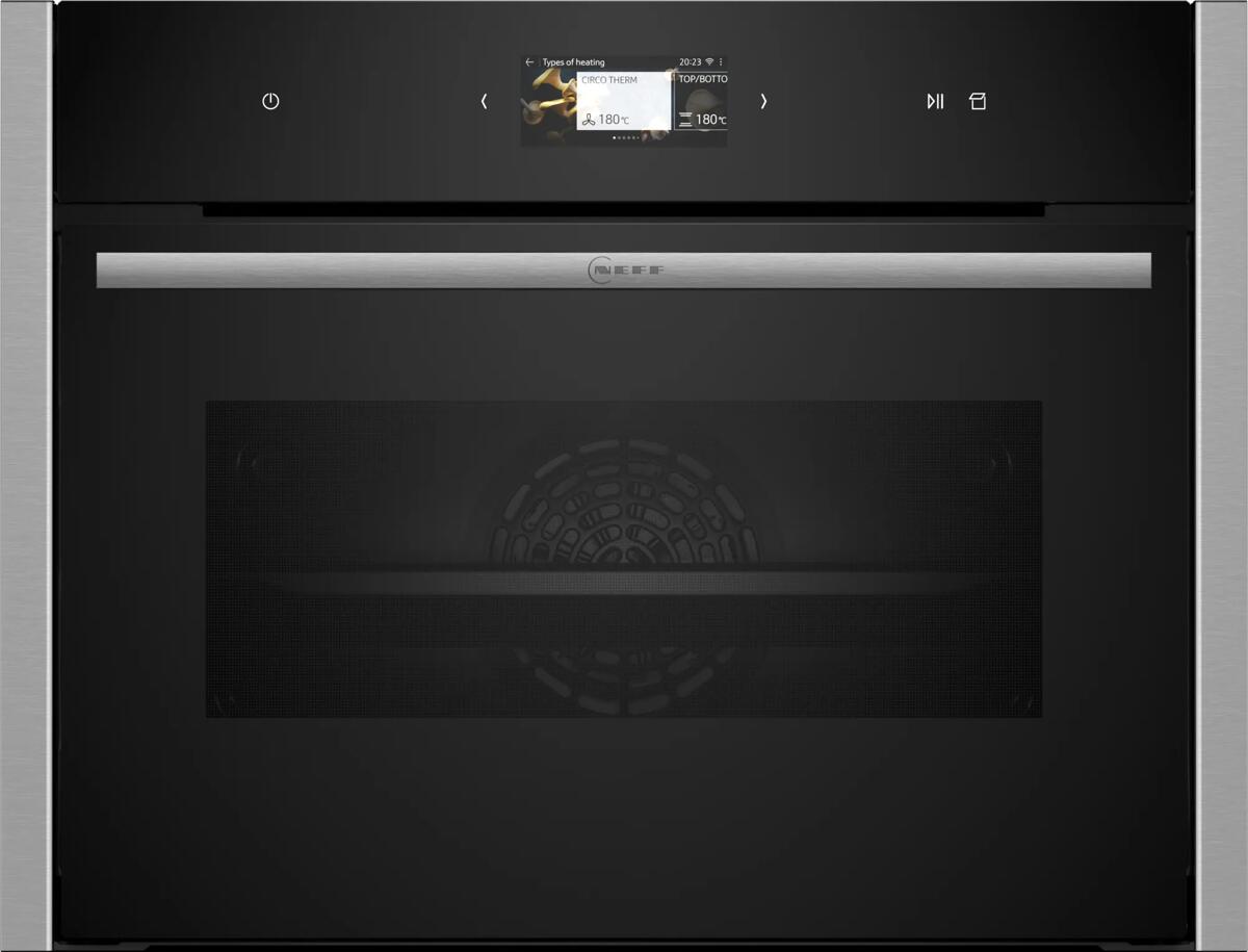 Neff C24FS31N0 N90 Einbau-Backofen 60cm breit 47 Liter Wassertank TFT-Display Grill CircoTherm Kindersicherung schwarz/Edelstahl