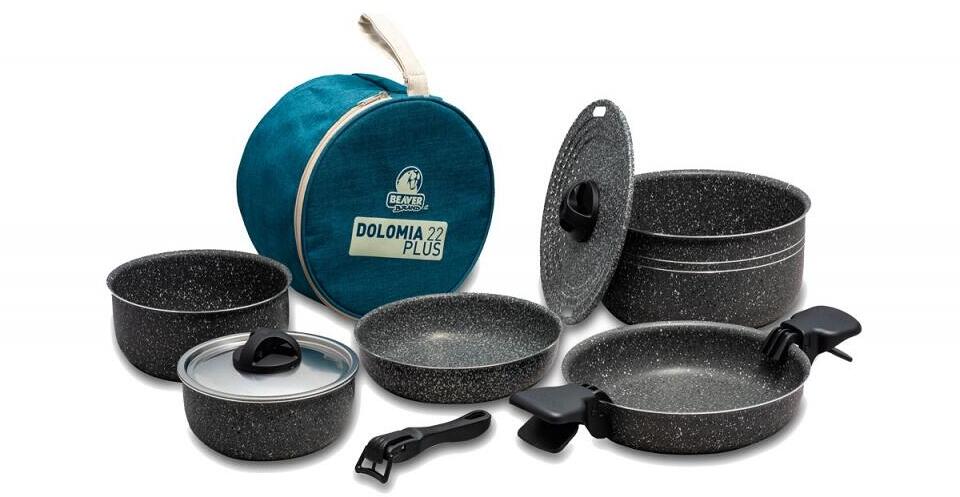 Beaver Brand Dolomia 22 Plus Kochset Campinggeschirr 10-teilig Aluminium Camping Wohnwagen Wohnmobil