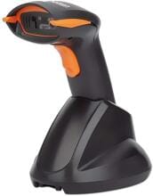 Manhattan 179768 Wireless Funk Barcode-Scanner Hand-Scanner 1D 2D CCD Standfuß USB-A schwarz orange