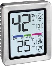 TFA Dostmann Exacto Thermometer Hygrometer Temperatur Luftfeuchtigkeit silber