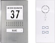 M-e modern-electronics 41137 Türsprechanlage Komplett-Set 1 Familienhaus kabelgebunden Edelstahl weiß