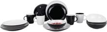 Gimex Classic Line Black & White Geschirrset Camping-Geschirr 16-teilig Teller Schale Becher Outdoor