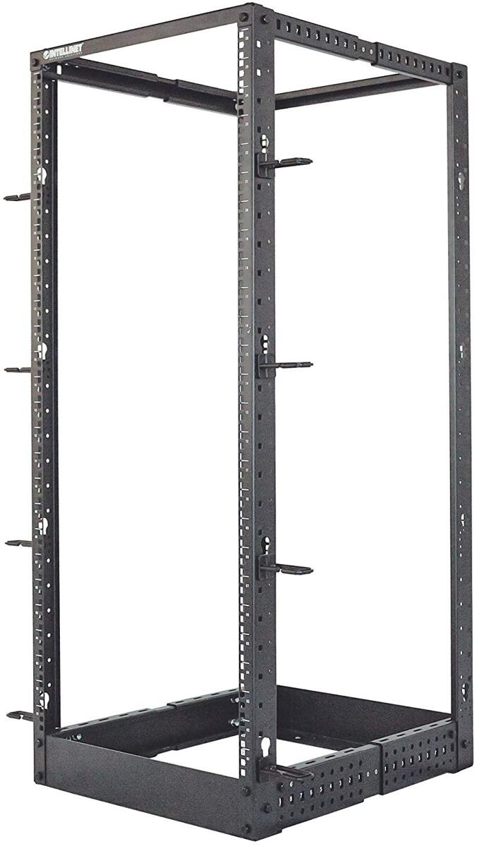 Intellinet 714242 4-Pfosten Laborgestell Open Frame 26E 19" Verteilerrahmen Stahl schwarz