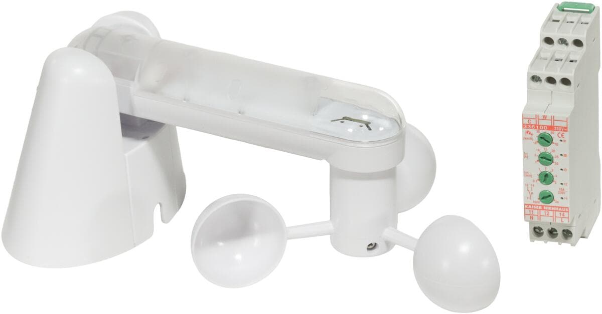Kaiser Nienhaus 336100 Grenzwertschalter Windsensor für DIN-Hutschiene 230V weiß