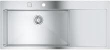 Grohe K1000 Edelstahlspüle Küchenspüle Einbauspüle Abtropffläche Ablaufgarnitur 1160x520mm Becken links