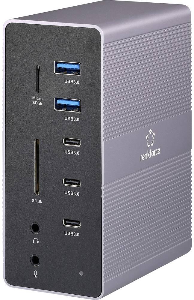 Renkforce RF-DKS-910 Universal Notebook Dockingstation USB-C HDMI grau schwarz