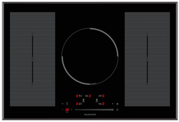 Wolkenstein WIF77-2FZF Induktionskochfeld 77cm breit Touch Control mit Sliderfunktion 5 Kochfelder Timer Kindersicherung Aluminiumrahmen schwarz