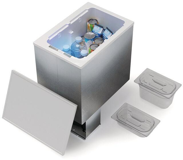 Vitrifrigo TL43 Toploader-Kühlbox 50cm breit 40 Liter versetzbarer Kompressor 12/24V Camping Wohnwagen silber