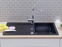 respekta Austin Grantitspüle Einbauspüle Küchenspüle 860x500mm schwarz